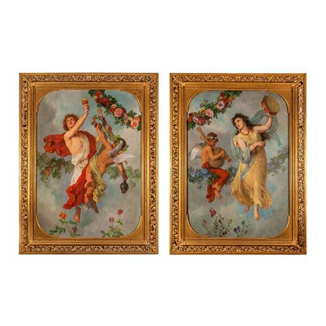 Pair of allegorical oil paintings - Vintage Vendors Inc - Canada