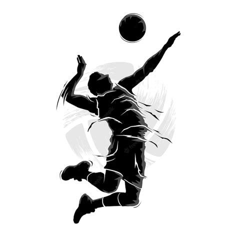 Premium Vector | Silhouette of male volleyball player jumping to hit ...