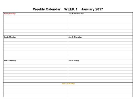 Free Printable Weekly Calendars