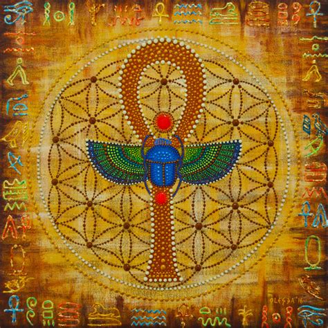 Ankh Flower Of Life Dot Art, Painting by Olesea Arts | Artmajeur