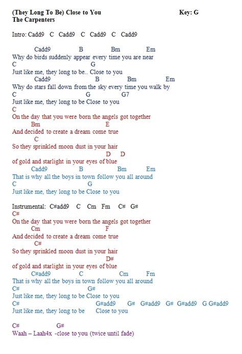 Close To You Chords - Sheet and Chords Collection