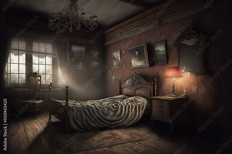 Old Haunted House - Bedroom Stock Illustration | Adobe Stock