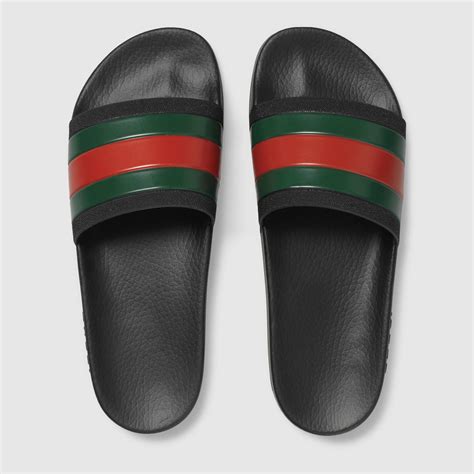 Gucci Rubber Slide Sandal in Black for Men | Lyst