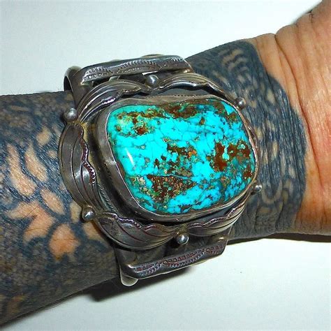 Navajo Native American Sterling & Turquoise Cuff Bracelet from ...