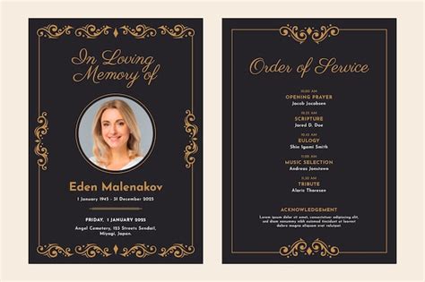 Funeral Order Service Template - Free Vectors & PSDs to Download