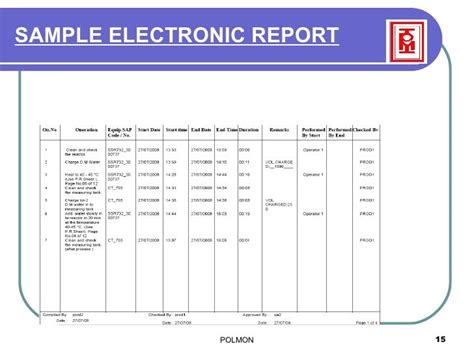 'Electronic Batch Process recording system