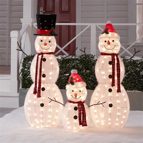 Holiday Time Light-up Outdoor 3-Piece Snowman Family Decoration Set #Ad #Light, #AD,… | Outdoor ...