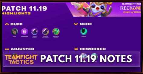 TFT Patch 11.19 Notes Champions, Traits, & Items Balance - zilliongamer