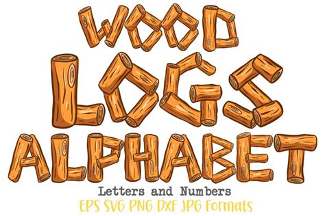 Wood Log Woodland Lettering Font Typography Alphabet Drawn