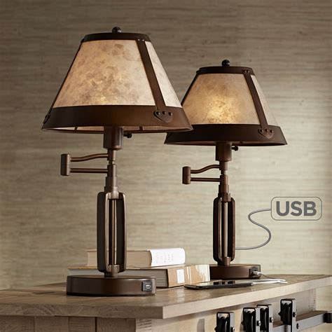 Franklin Iron Works Rustic Industrial Desk Lamps 21.25" High Set of 2 ...