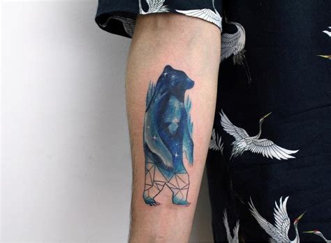 Watercolor standing bear tattoo - Tattoogrid.net