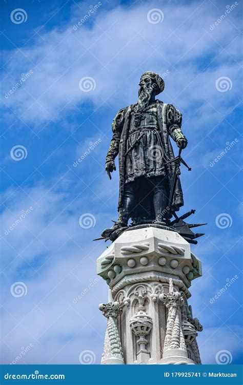 Statue in the Afonso De Albuquerque Garden, Belem. Lisbon, Portugal ...