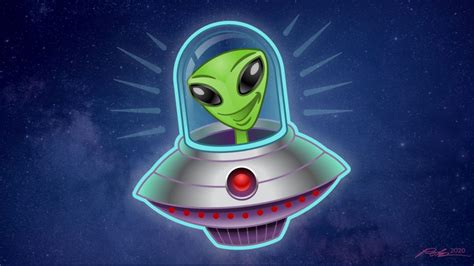 Alien UFO Character Illustration - Rob Knapp Design