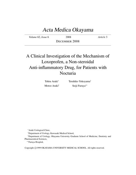 (PDF) A Clinical Investigation of the Mechanism of Loxoprofen, a Non ...