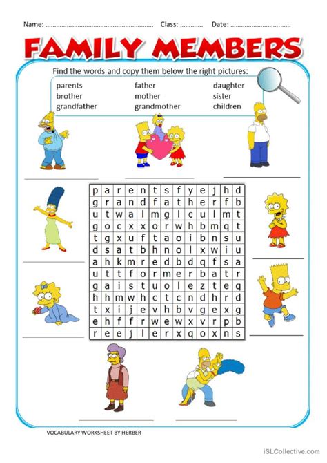 FAMILY MEMBERS WS word search: English ESL worksheets pdf & doc