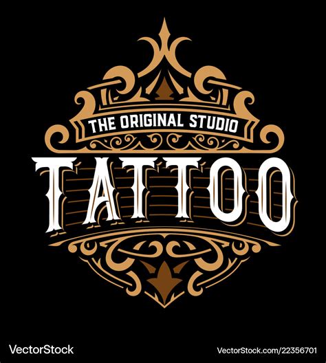 Tattoo logo with floral details Royalty Free Vector Image