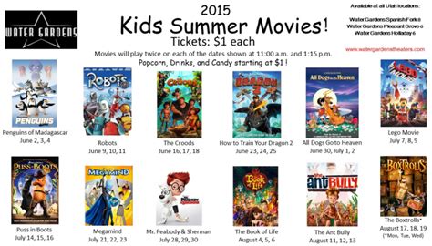 Water Gardens Kids Summer Movies! $1 Each, Plus Concessions from $1 ...