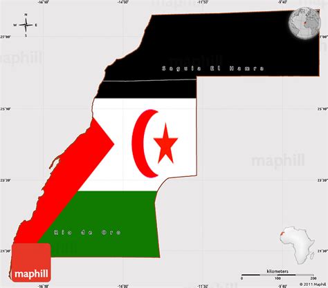 Flag Simple Map of Western Sahara