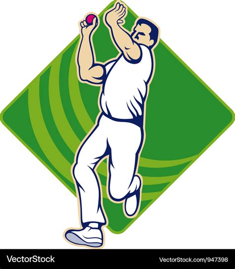 Cricket bowler bowling ball front Royalty Free Vector Image