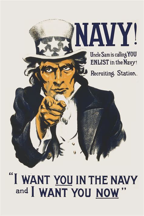 Uncle Sam Vintage Navy Recruitment Poster Print - Etsy