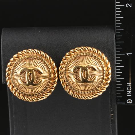 Vintage Chanel Logo Earrings with Braided Edge | EBTH