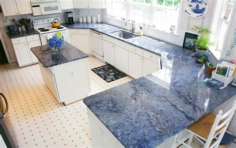 Blue Bahia Granite Images with White Cabinets | Blue countertops, Blue granite countertops, Blue ...