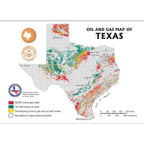 Oil & Gas Map of Texas - Postcard