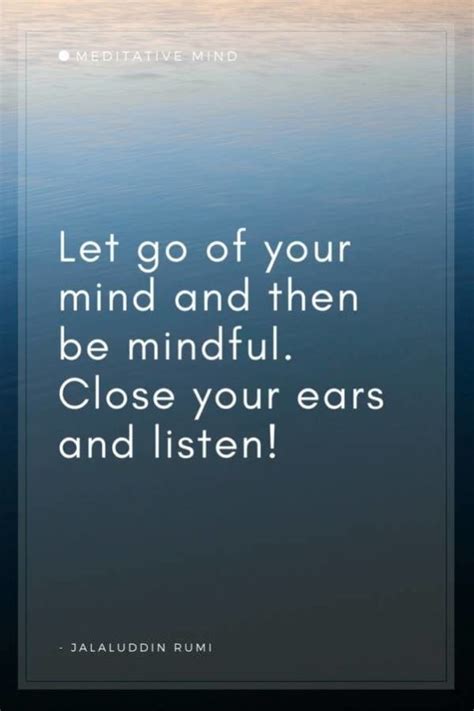 Let go of your mind and then be mindful. Close your ears and listen! - Meditative Mind