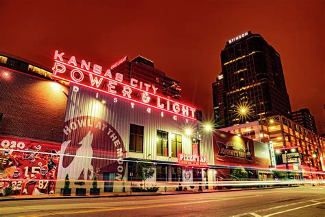 Kansas City Power And Light District At Red Dawn Photograph by Gregory Ballos