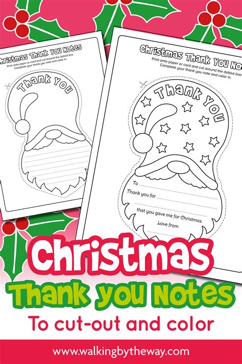 Free Printable Christmas Thank You Notes for Kids - Walking by the Way