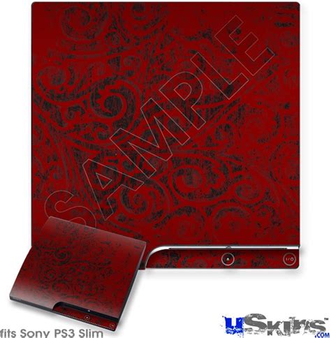 Sony PS3 Slim Console Skins Folder Doodles Red Dark | uSkins