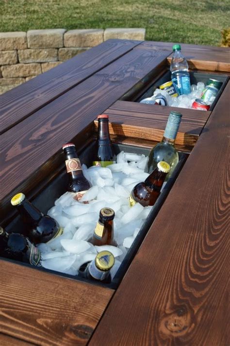 Make Your Own Patio Table With Built-In Ice Boxes | Diy outdoor furniture, Building a patio, Diy ...