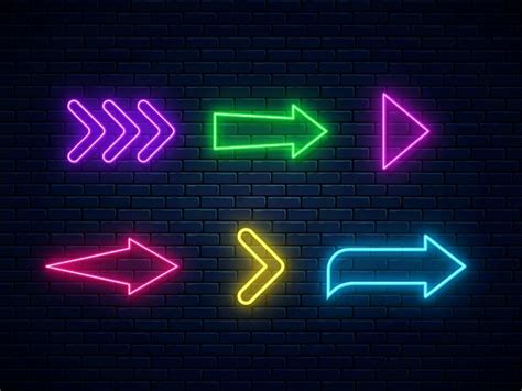 Premium Vector | Collection of neon arrow signs