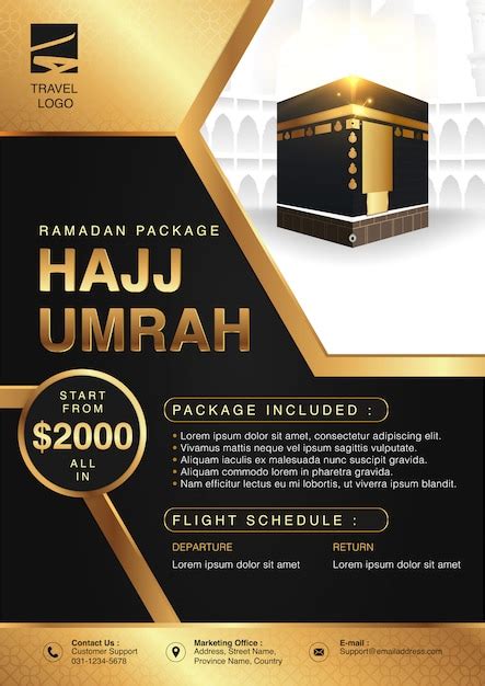 Premium Vector | Islamic ramadan hajj & umrah brochure or flyer template background design with ...