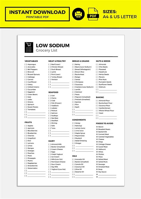 Low Sodium Grocery List, Low Sodium Diet, Low Sodium Food, Low Salt ...