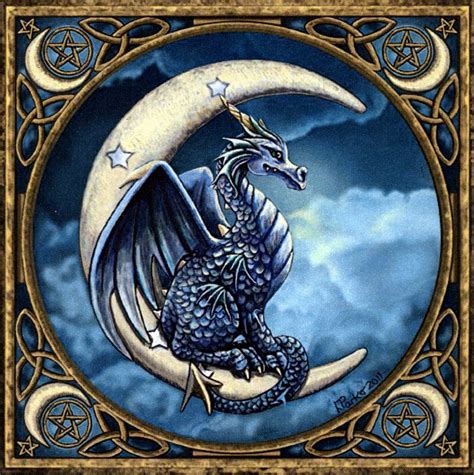 Moon Dragon Cross Stitch Pattern - Nestled comfortably in the arms of the new moon, this dragon ...