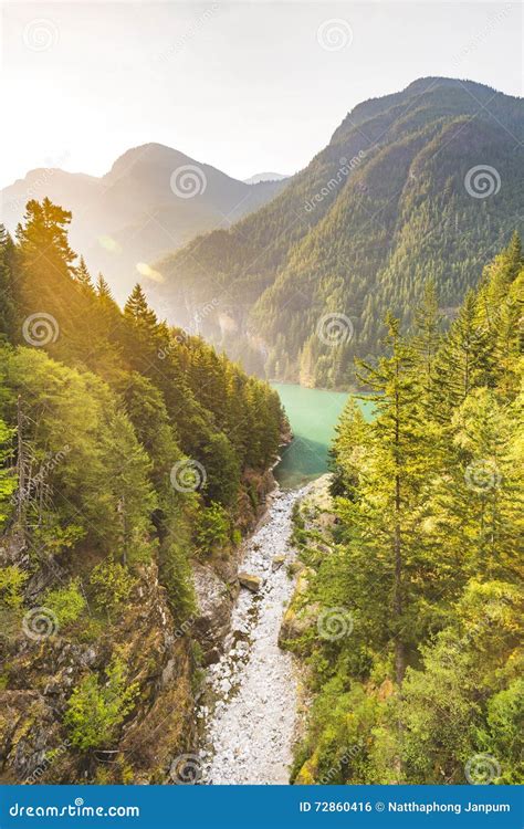 Scene Over Diablo Lake when Sunrise in the Early Morning in North Cascade National Park,Wa,Usa ...