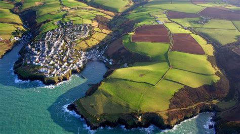 Aerial photo of green field near body of water, nature, landscape ...