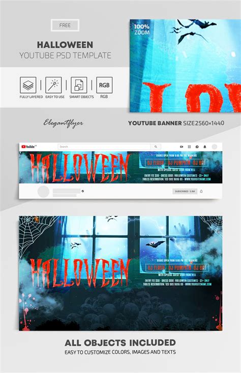 Halloween - Free Youtube Channel banner PSD Template - 10031273 | by ElegantFlyer