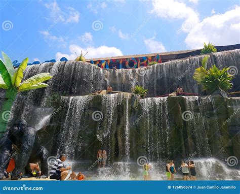 People Enjoying the Aquatic Park or Water Parkin the Hacienda Napoles of Pablo Escobar, with Th ...