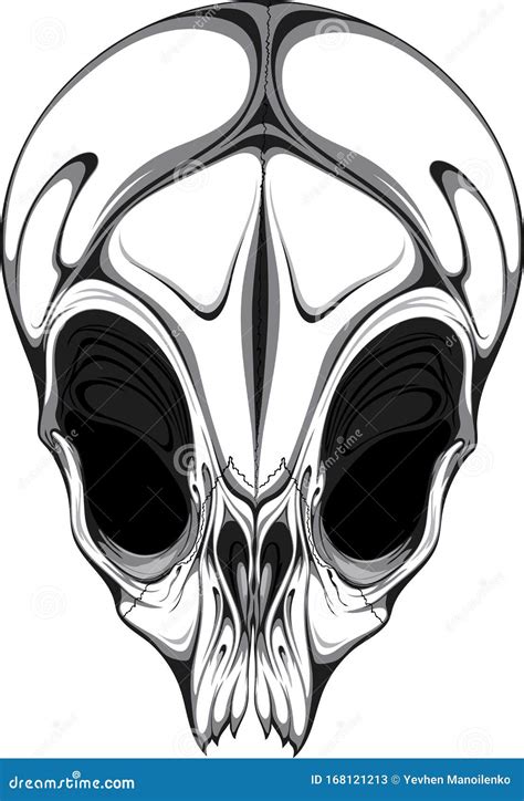 Invented Drawing of an Alien Skull. Stock Vector - Illustration of invented, isolated: 168121213