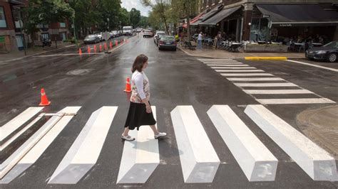 Outremont tests out 3D crosswalk to force caution in drivers | CTV News