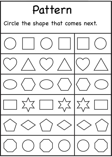 Kindergarten Worksheets | Math | Preschool Worksheets, Kindergarten | Pattern worksheet ...