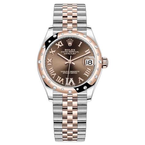 Rolex Datejust 31mm Rose Gold Steel Chocolate Dial Ladies Watch ...