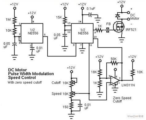 Pulse width modulation (PWM) DC motor speed controller circuit diagram ...