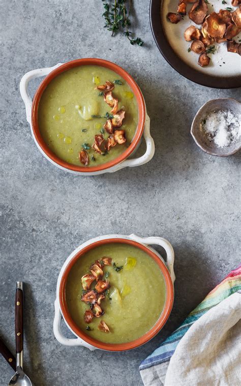 Artichoke Soup with Parsnip Chips - Le Petit Eats