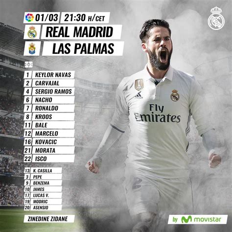 Starting lineup for the game against Las Palmas : r/realmadrid