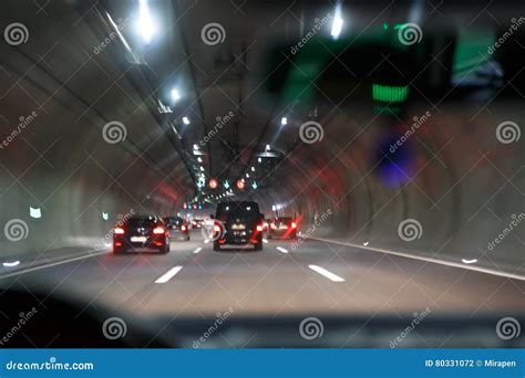 Car Driving Throught Tunnel; Highway Tunnel at Night Stock Photo ...