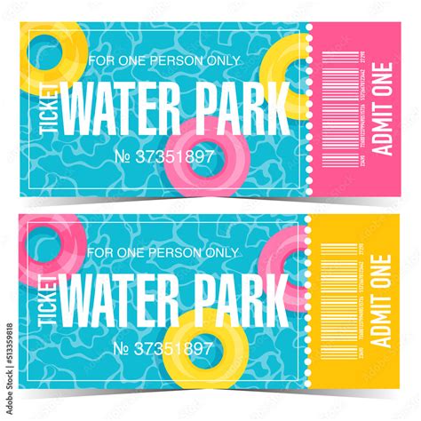 Water park or aqua park ticket design template. Vector illustration in ...