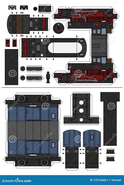 The Paper Model of a Vintage Steam Train Stock Vector - Illustration of ...